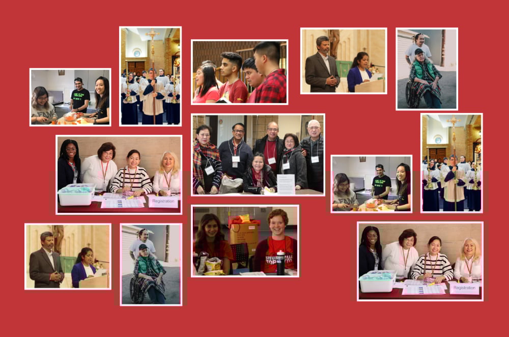 Volunteers in various roles helping the needy, performing Ministry