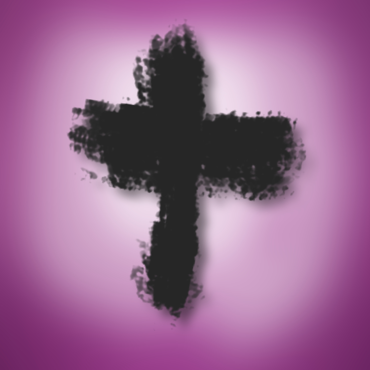 Ash Cross on purple background